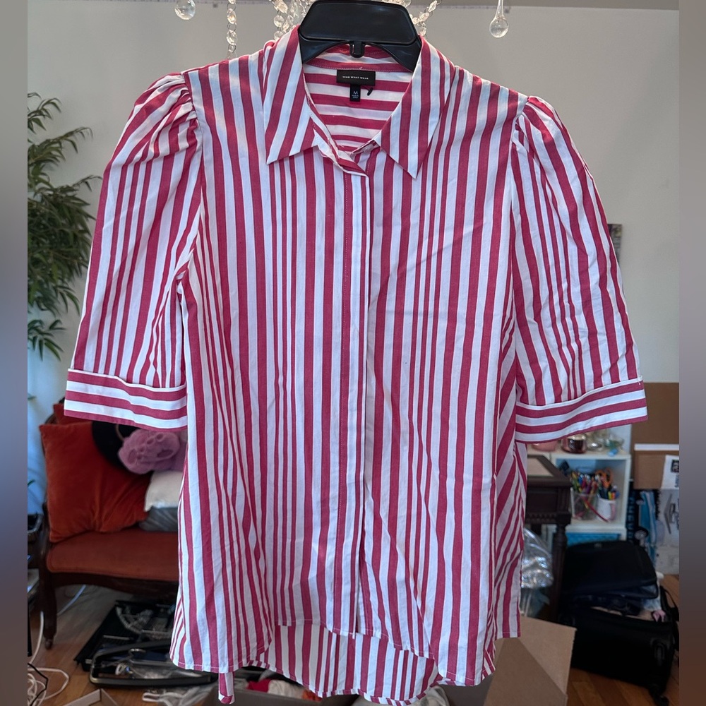 Who What Wear | Red and white striped button up shirt
